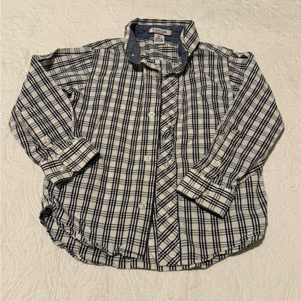 Kitestrings Classic Black and White Plaid kids Shirt 3T